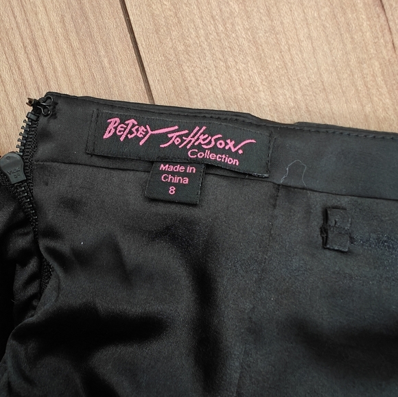 Betsey Johnson Black Satin Lace-Up Midi Dress - Picture 6 of 7